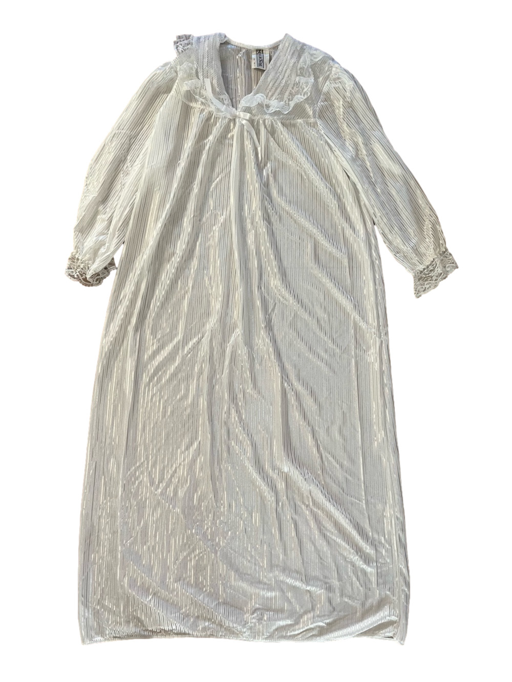 Vintage Sears Tradition White Pleated Maxi Nightgown Made in Canada L